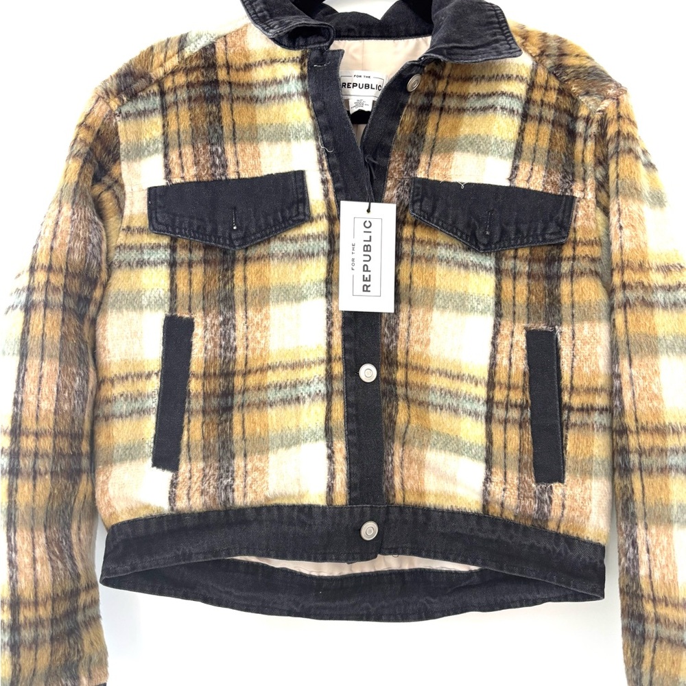 Urban Republic Plaid Jacket - Black, Tan, and Cream